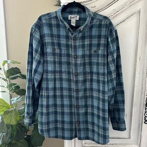 Duluth Trading Co. Long Sleeve Flannel Button Up Shirt Adult Size XL Relaxed Fit